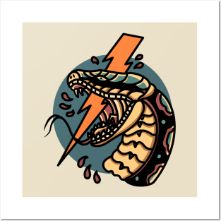 thunder snake tattoo Posters and Art